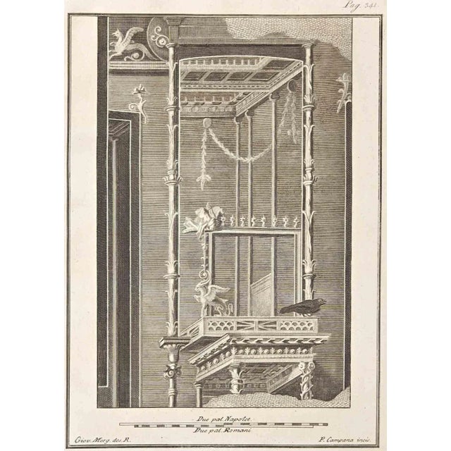 Ancient roman fresco from the series "antiquities of herculaneum", is an etching on paper realized by giovanni morghen in...