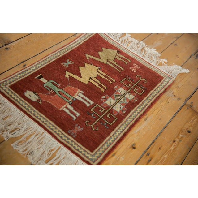 Vintage Pictorial Armenian Herdsman Design Square Rug Mat - 1'10" X 2'5" For Sale In New York - Image 6 of 10