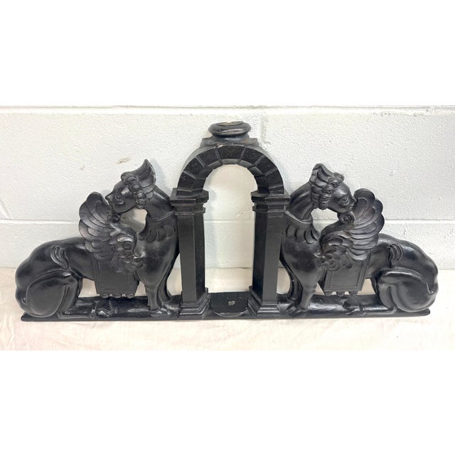 Black Antique 1800's Hand Carved Wood Architectural Salvage Sculpture Statue Pediment For Sale - Image 8 of 13