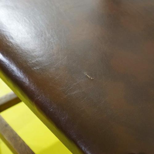 Rustic Wooden Chair with Brown Seat and Reinforced Crossbars For Sale - Image 3 of 9