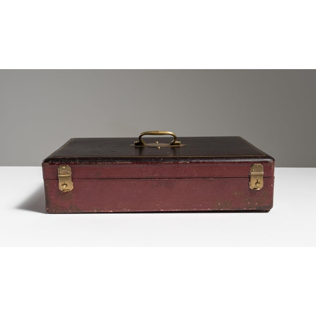 Wood Early 20th Century Burgundy French Silverware Box For Sale - Image 7 of 15