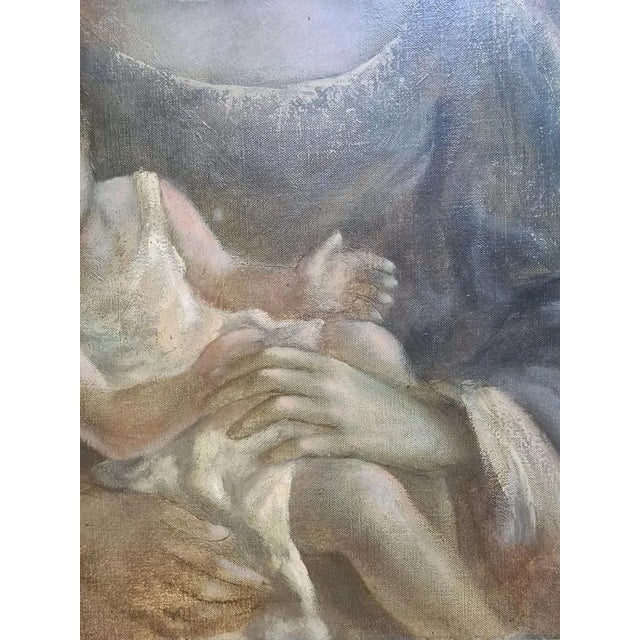 Guy Cambier, Mother and Child, Large Oil on Canvas, 1960s, Framed For Sale - Image 7 of 9