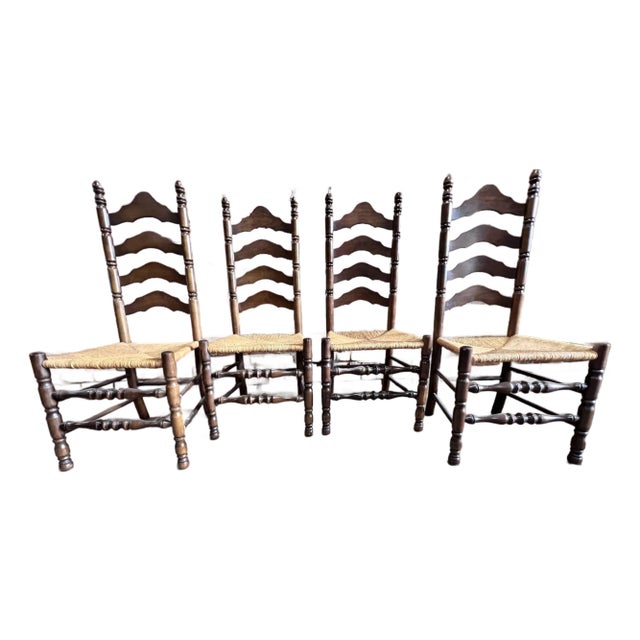 Ladderback and Rush Seat Side Chairs - Set of 4 For Sale