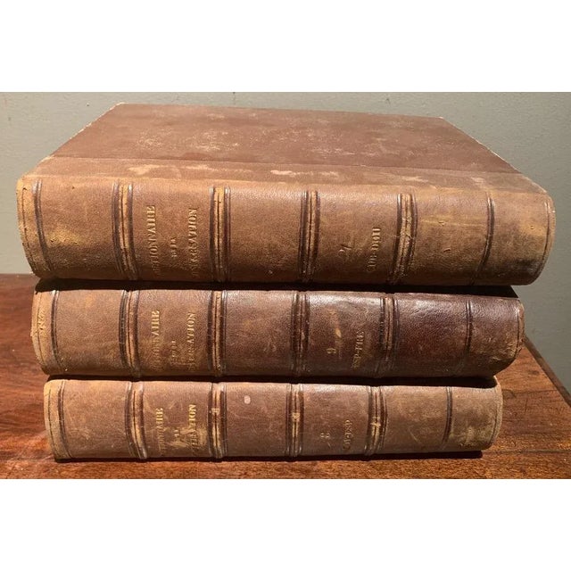 Antique French Conversation Dictionary – 2nd Edition, Set of 3 Brown Books Elevate your library or coffee table display...
