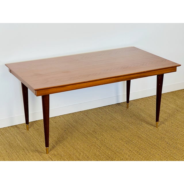 Art Deco Dining Table in Varnished Chevron-Patterned Wood, 1950 For Sale - Image 11 of 11