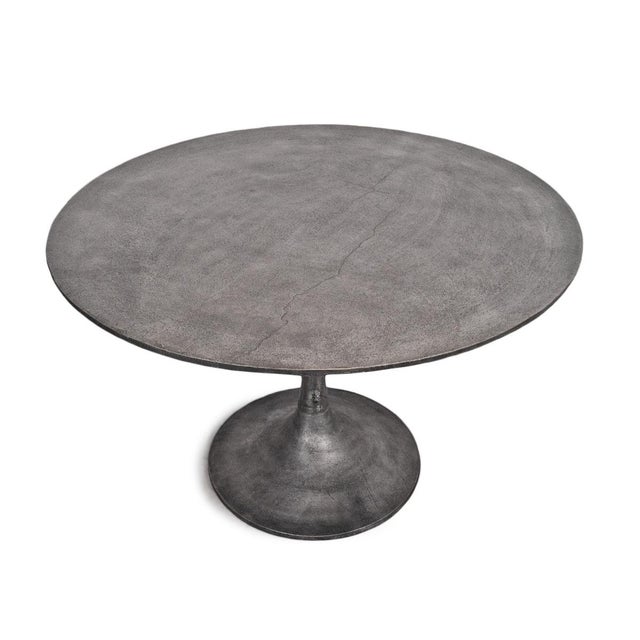Modern Gunmetal Round Dining Table 48" For Sale - Image 3 of 11