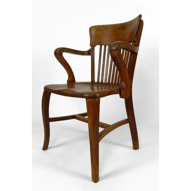 American Oak Office Armchair, 1900s For Sale - Image 10 of 11