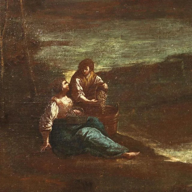 North Italian School Artist, Landscape with Figures, 1700s, Oil on Canvas, Framed For Sale - Image 4 of 10