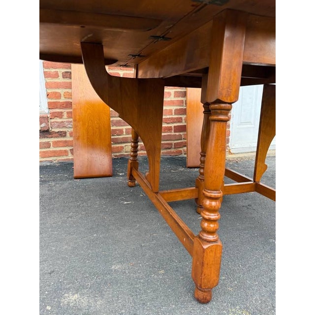 Vintage Art Decor Style Solid Hard Rock Maple Butter Fly Leave Dining Table For Sale - Image 12 of 16