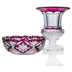 French Violet Crystal Set from Baccarat and Saint Louis, 1930, Set of 2