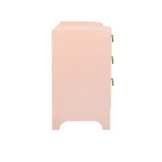 Matthew Izzo Home Rosie Pink Linen Six Drawer Chest For Sale In New York - Image 6 of 8