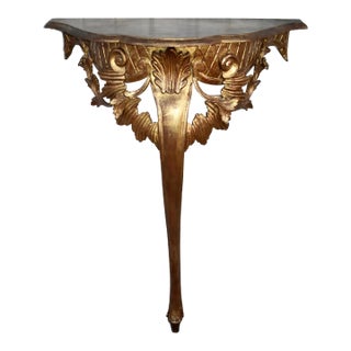 Vintage Italian Rocco Style Carved Wood Wall Mounted Console Table For Sale
