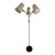 Vintage Mid Century Brass and Red Floor Lamp W/3 Fabric Shades For Sale