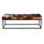 Rustic Stinson 54 in. W Rectangular Hair-on-Hide and Iron Accent Bench, Brown Leather For Sale - Image 3 of 6