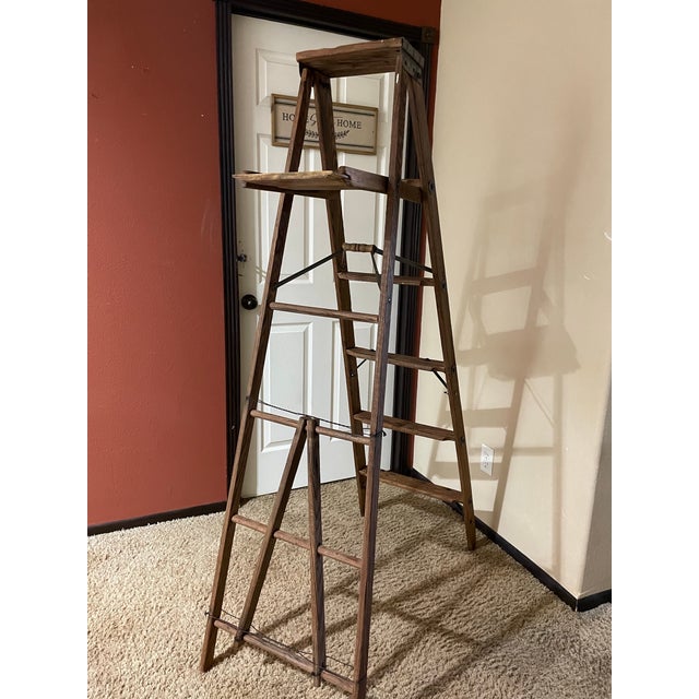 Vintage Wooden Ladder For Sale - Image 9 of 12