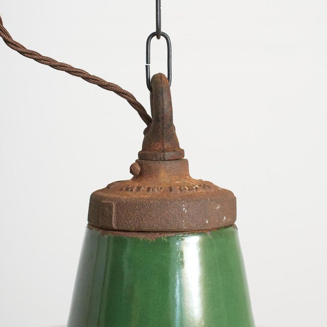 1940s Green Enamel Pendant Light from Benjamin, 1940s For Sale - Image 5 of 8