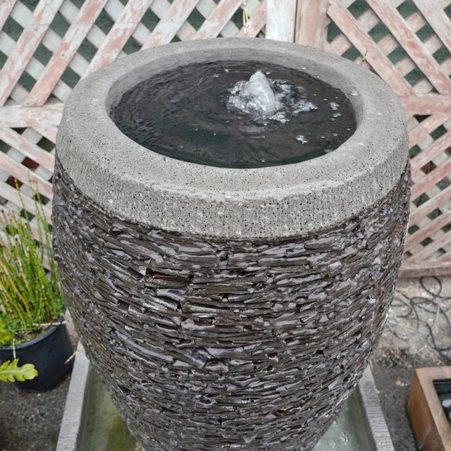 Modern Stacked Slate Stone Fountain For Sale - Image 3 of 6