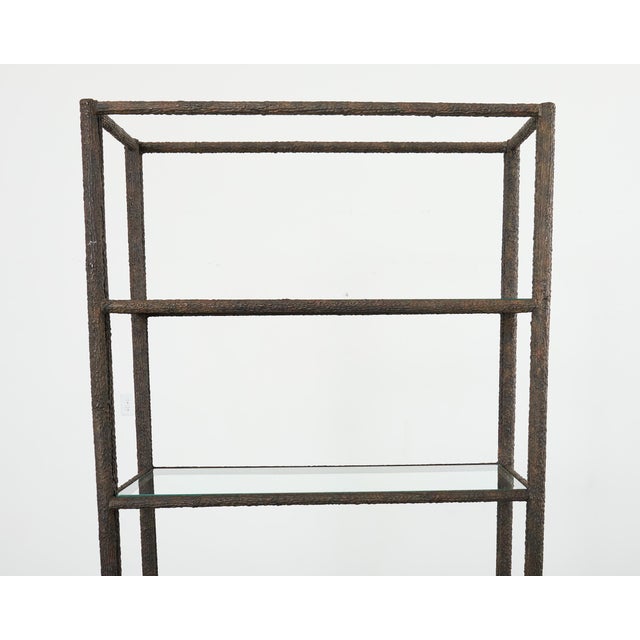 Early 21st Century Bronzed Iron Faux Bois Six Shelf Etagere Display For Sale - Image 5 of 18