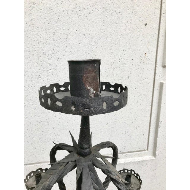 Pair of Italian Baroque Wrought Iron Five Light Candelabra For Sale - Image 10 of 12
