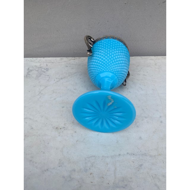 Late 19th Century French Aqua Milk Glass Two-Handled Cup Circa 1890 For Sale - Image 5 of 5