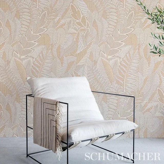 Art Deco Sample - Schumacher Japura Forest Wallpaper in Neutral For Sale - Image 3 of 4