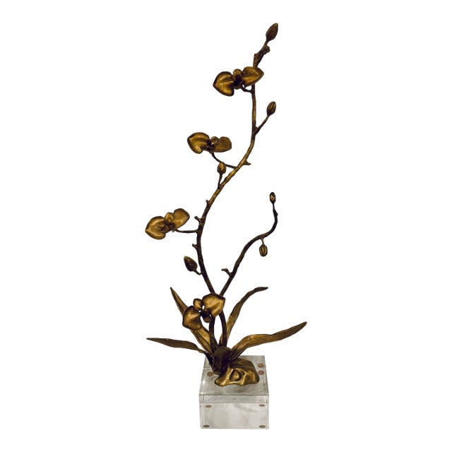 King Richard Modern Brass Orchid Sculpture For Sale