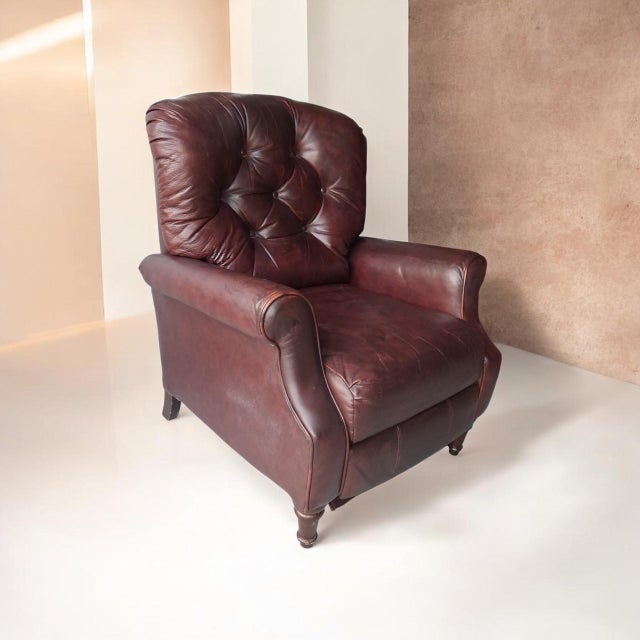 Step Into Ultimate Comfort With This Vintage Lane Chesterfield Leather Recliner For Sale - Image 12 of 12