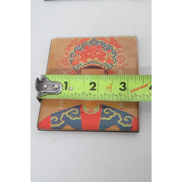 Mid 20th Century Chinoiserie Boxed Set of 6 Square Coasters Chinese Ancestor Portrait Motif For Sale - Image 15 of 15