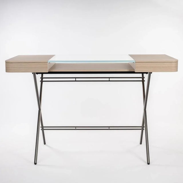 Metal Cosimo Desk with Natural Oak Veneer and Glass Top by Marco Zanuso Jr. for Adentro, 2023 For Sale - Image 7 of 7
