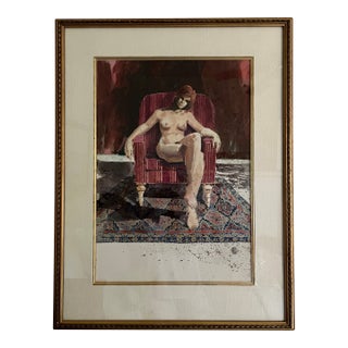 1970s Bill H. Armstrong Watercolor Redhead Nude For Sale