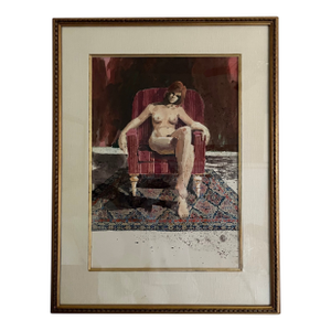 1970s Bill H. Armstrong Watercolor Redhead Nude