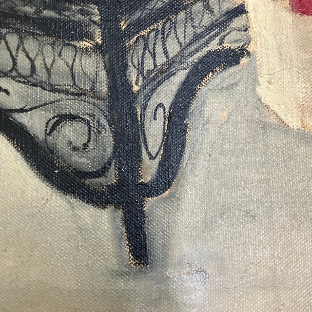 1970’s Original Impressionist Female in Chair Portrait Painting Signed For Sale - Image 4 of 7