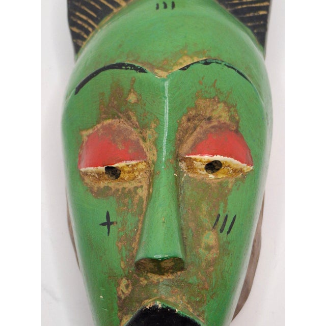 Authentic Baule Goli Kpan Ritual Mask Ivory Coast Hand Carved Wood 14.5" X 4.5" For Sale In Boston - Image 6 of 18