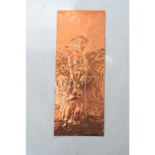 Jugendstil Copper Relief Water Carrier, 1908 For Sale - Image 9 of 9