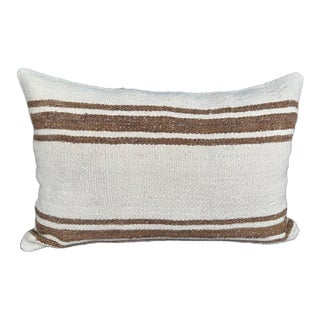 Turkish Hemp Pillow Cushion Natural Beige Brown Pillow Cushion Cover 16" x 24" For Sale