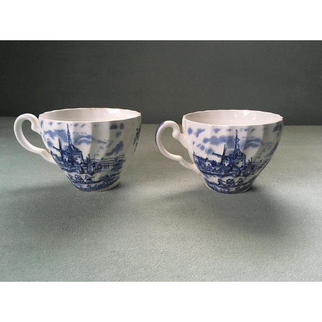 Mid 20th Century Mid 20th Century Johnson Brothers “Tulip Time” Blue & White Teacups-a Pair For Sale - Image 5 of 7