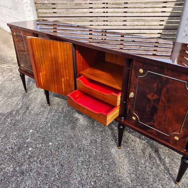 Mid-Century Modern Italian Flamed Mahogany Sideboard with Inlays, 1950s For Sale - Image 17 of 18