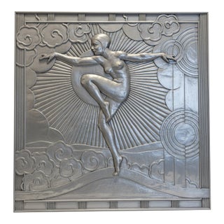 Monumental Art Deco Female Figure Bas Relief Panel — Limited Edition For Sale