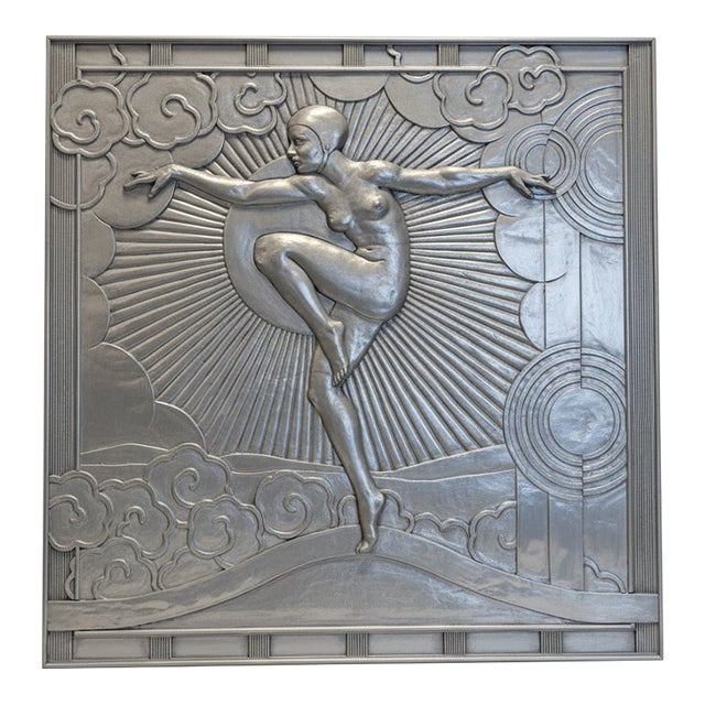 Monumental Art Deco Female Figure Bas Relief Panel — Limited Edition For Sale
