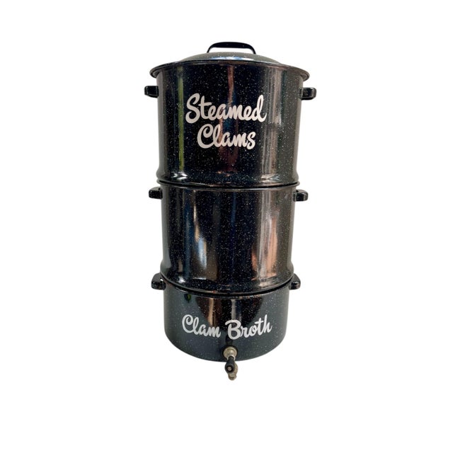 Mid-Century Modern Mid-Century Enamelware Multi-Pot Steamer for Clambake and Lobsters For Sale - Image 3 of 7