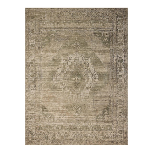 Amber Lewis x Loloi Cambria Sand / Olive 6'-0" x 9'-0" Area Rug For Sale