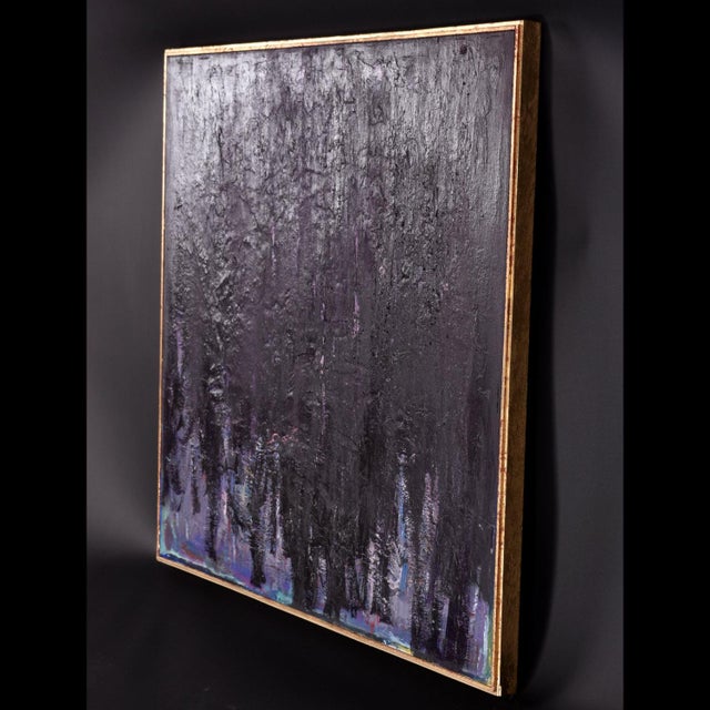 Mid-Century Modern P. Stein 1977 Eggplant Purple and Lavender Square Abstract Color Field Painting For Sale - Image 3 of 10