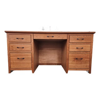 Cherry Shaker Desk With 4 Utility Drawers and 2 Filing Drawers For Sale