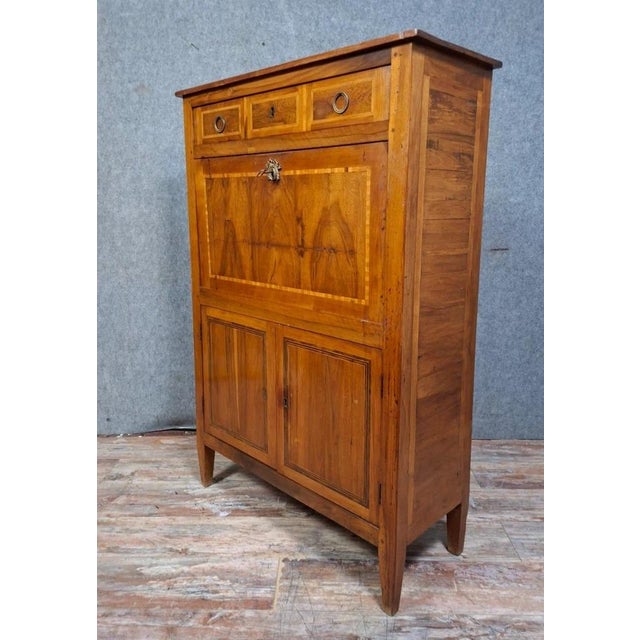 Brown Late 18th Century Louis XVI Provincial Marquetry Secretary Desk For Sale - Image 8 of 11