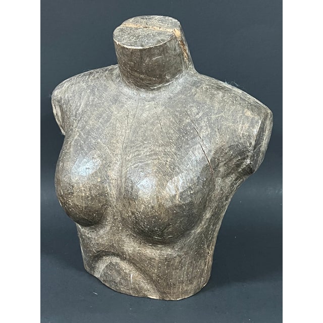 Figurative Carved Solid Wood Female Torso Sculpture Late 20th Century For Sale - Image 3 of 10