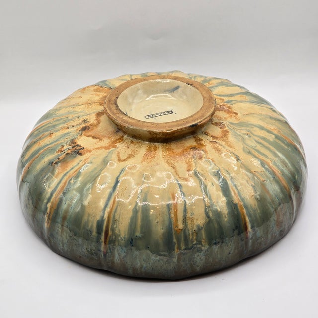 Vintage/Antique Fulper Footed Bowl With Fluted Sides For Sale - Image 4 of 7