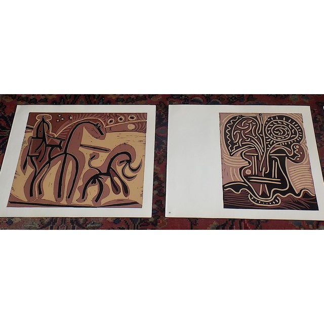 This is a set of ten (10) original unnumbered limited edition Picasso abstract color linogravures (aka linocuts) printed...