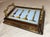 French Antique 19th Century French Boulle Wood Brass Original Watercolor Vanity Tray For Sale - Image 3 of 14