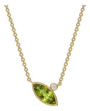 Minimalist Marquise Peridot Necklace in 18k Gold Plated Sterling Silver | Dainty Handmade Necklace