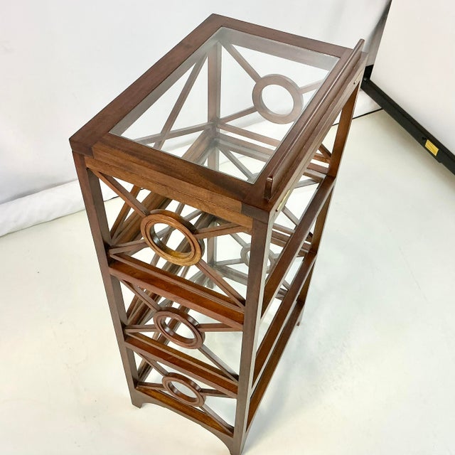 Brown 1980s Vintage Hollywood Regency Contemporary Target Design Etagere Display Case, After McGuire For Sale - Image 8 of 16
